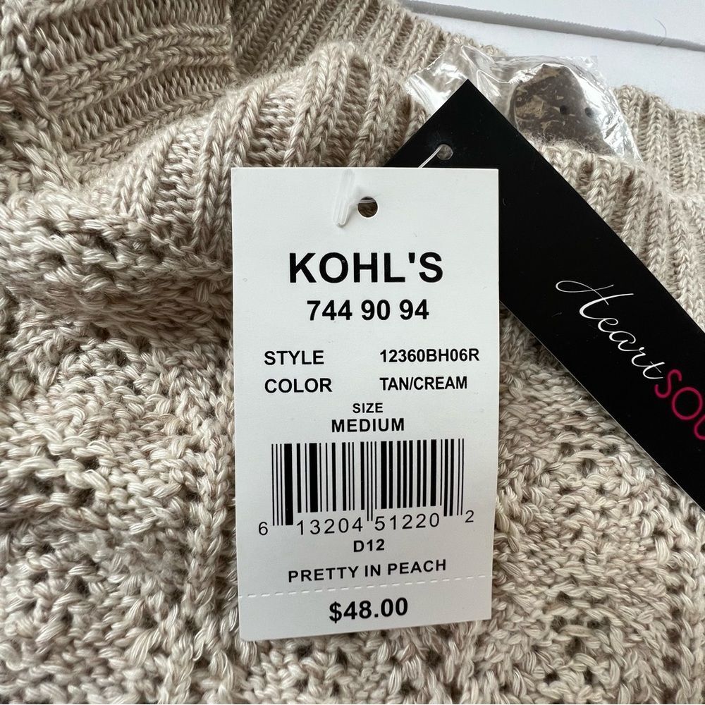 HeartSoul Y2K Knitted Crocheted Cap Sleeve Sand Color Button Sweater Dress SZ S - Picture 8 of 13